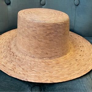 Straw Boater Hat Natural Tight Weave Lacquer Finish bolero/fedora/sun trending